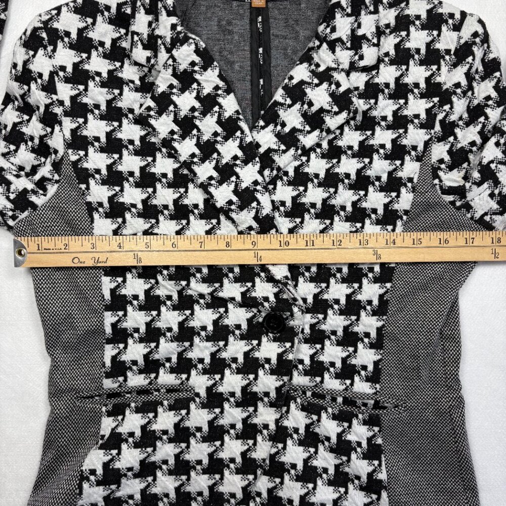 Ellen Tracy Black and White Houndstooth Women's Blazer Corporate Chic M - Picture 6 of 8